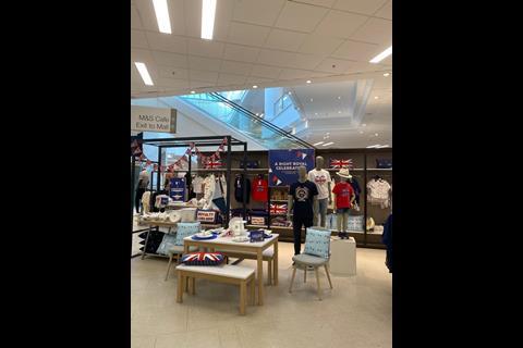 M&S coronation products including t-shirts, cushions and crockery